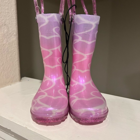 Western Chief Sparkle Heart Light Up Waterproof Rain Boots Pink Girls US 5C - Picture 10 of 10